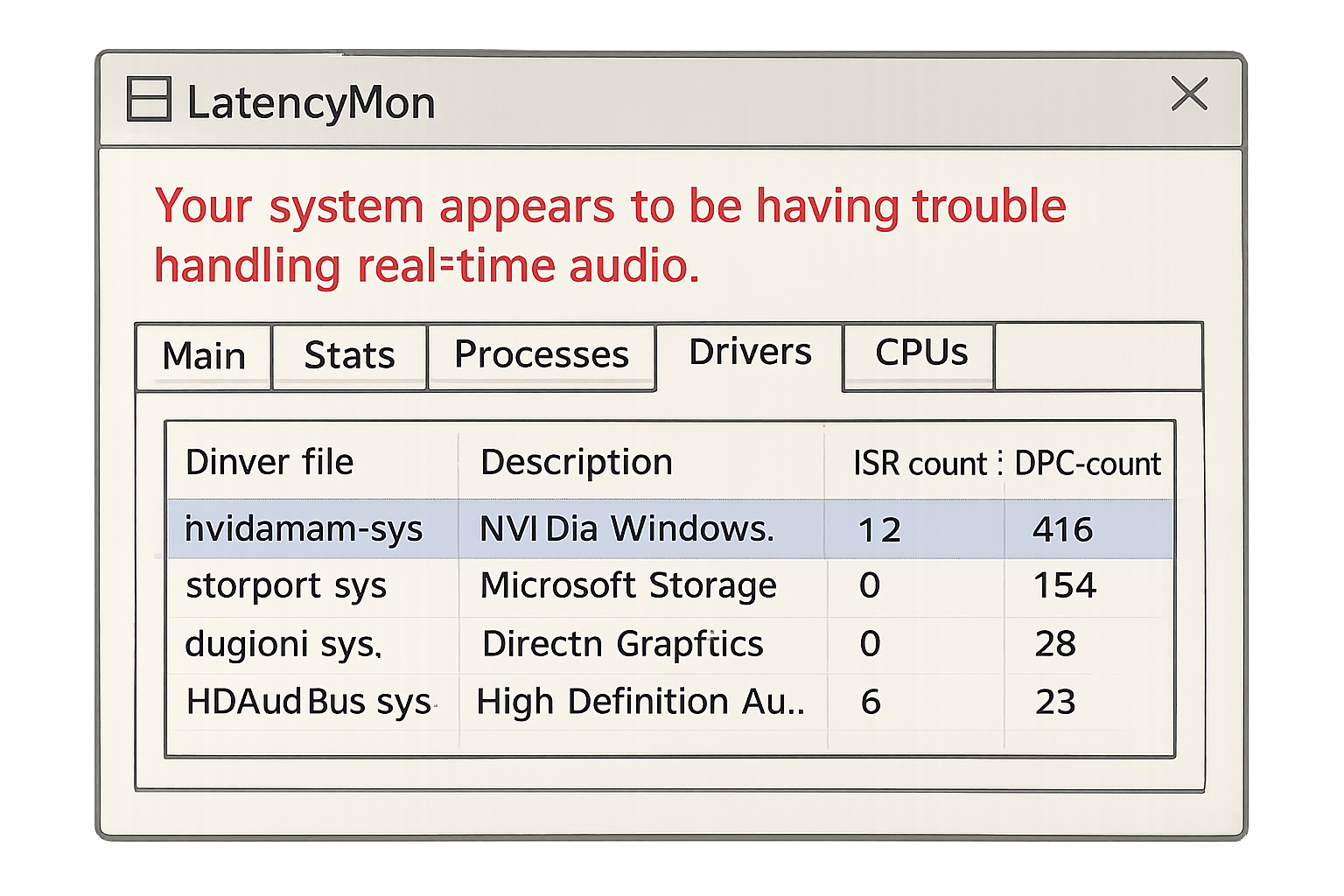 LatencyMon troubleshoot audio stutter
